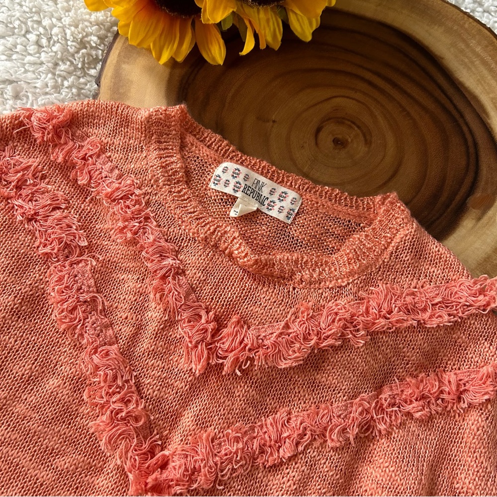 Pink Republic Girls Fringe Sweater Cotton Blend Size L - Picture 3 of 4